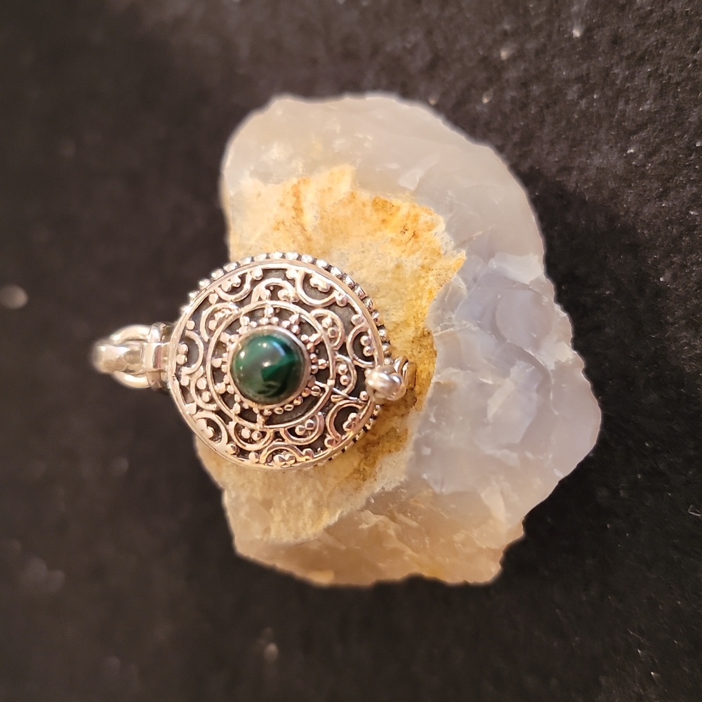 Malachite and Sterling Silver Poison Pendant